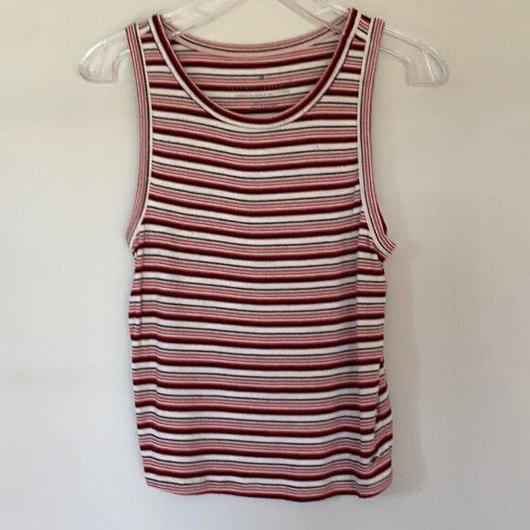 AMERICAN Eagle white black and Red striped tank - Picture 2 of 7